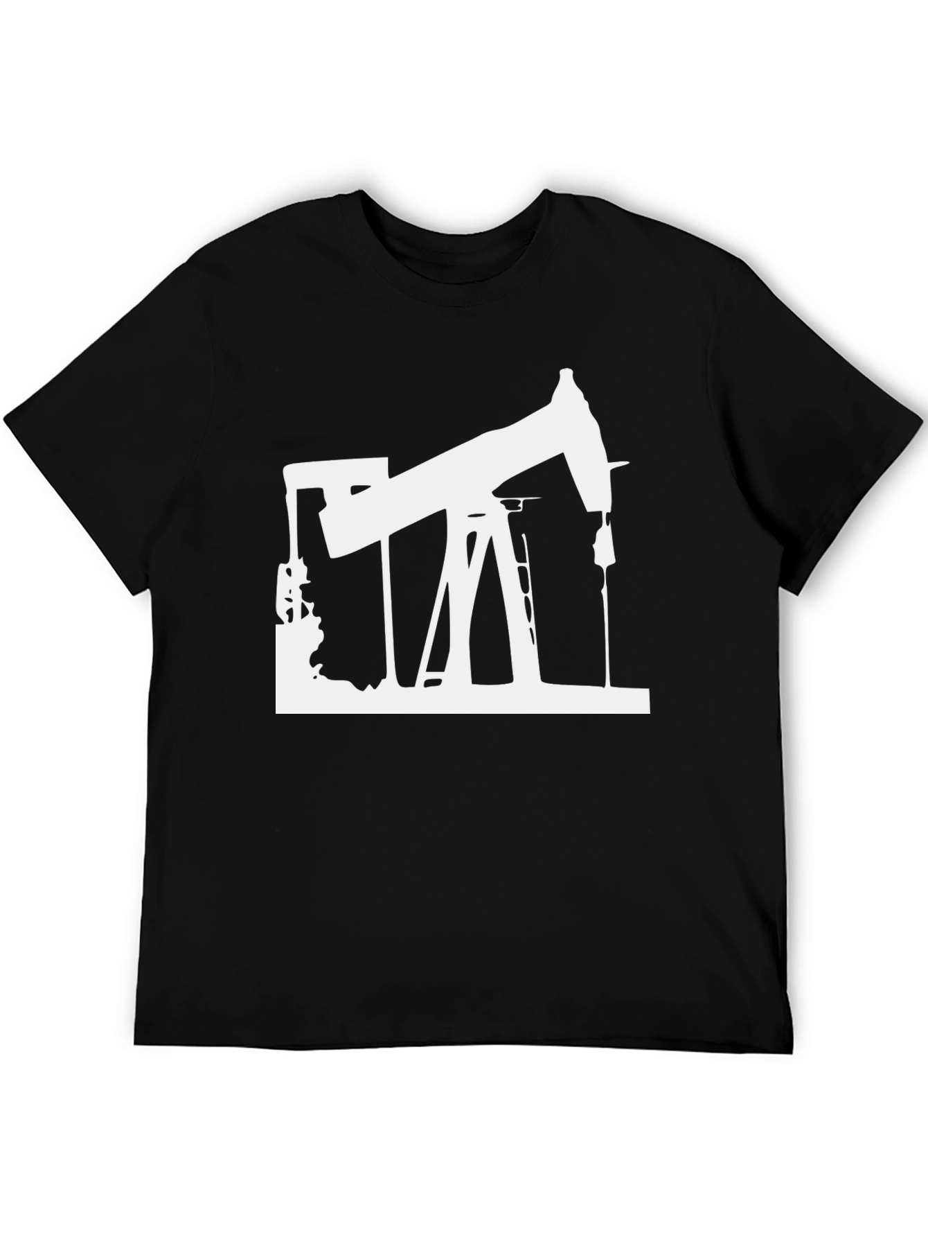 Oil Rig Graphic Tee - Black Cotton T-Shirt