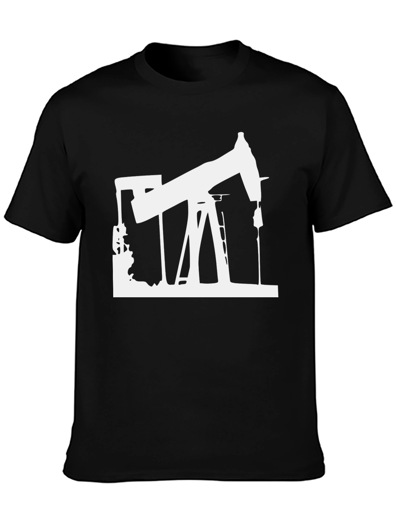 Oil Rig Graphic Tee - Black Cotton T-Shirt