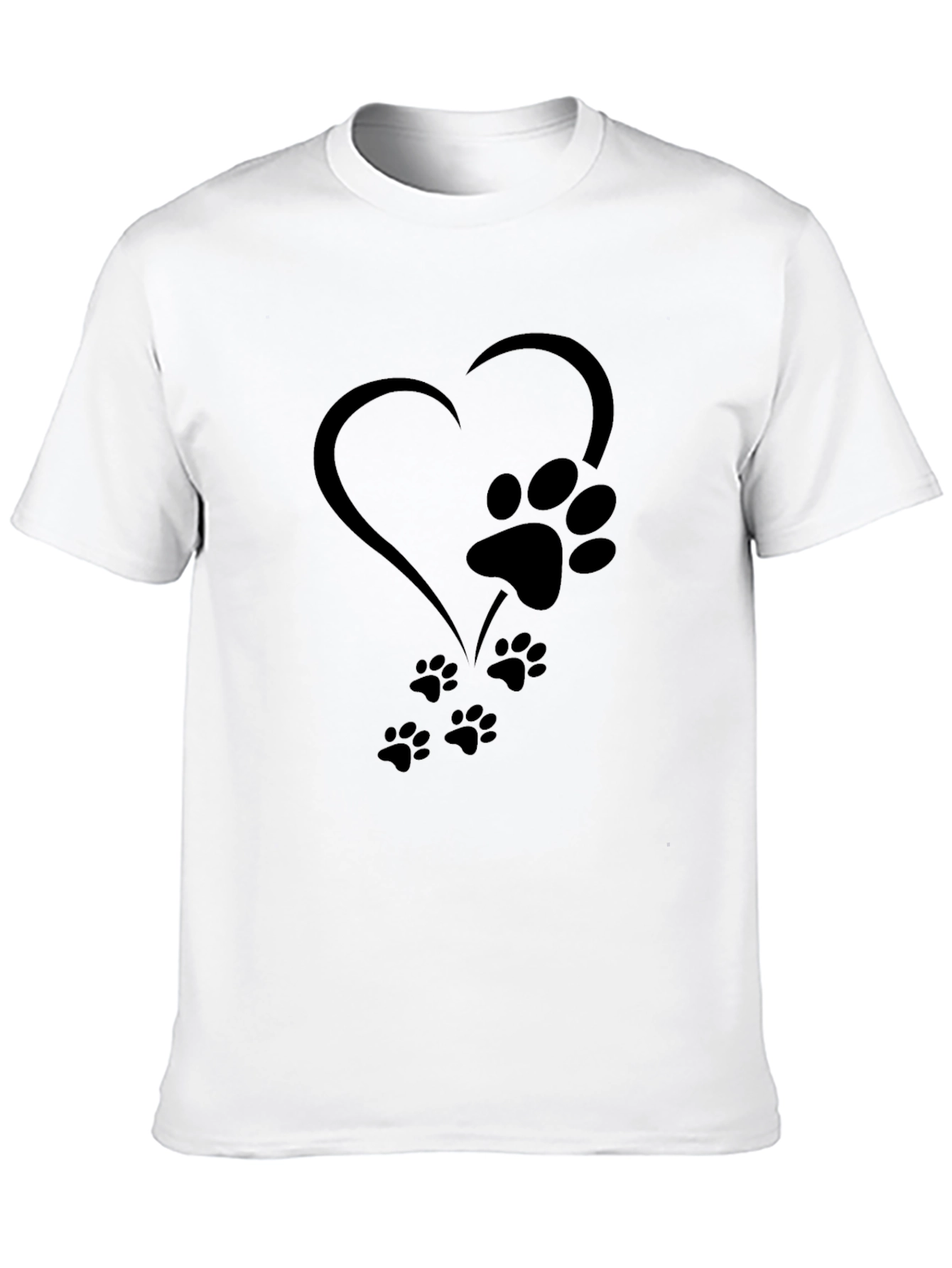 Dog Paw Heart T-Shirt - Mens Black Graphic Tee