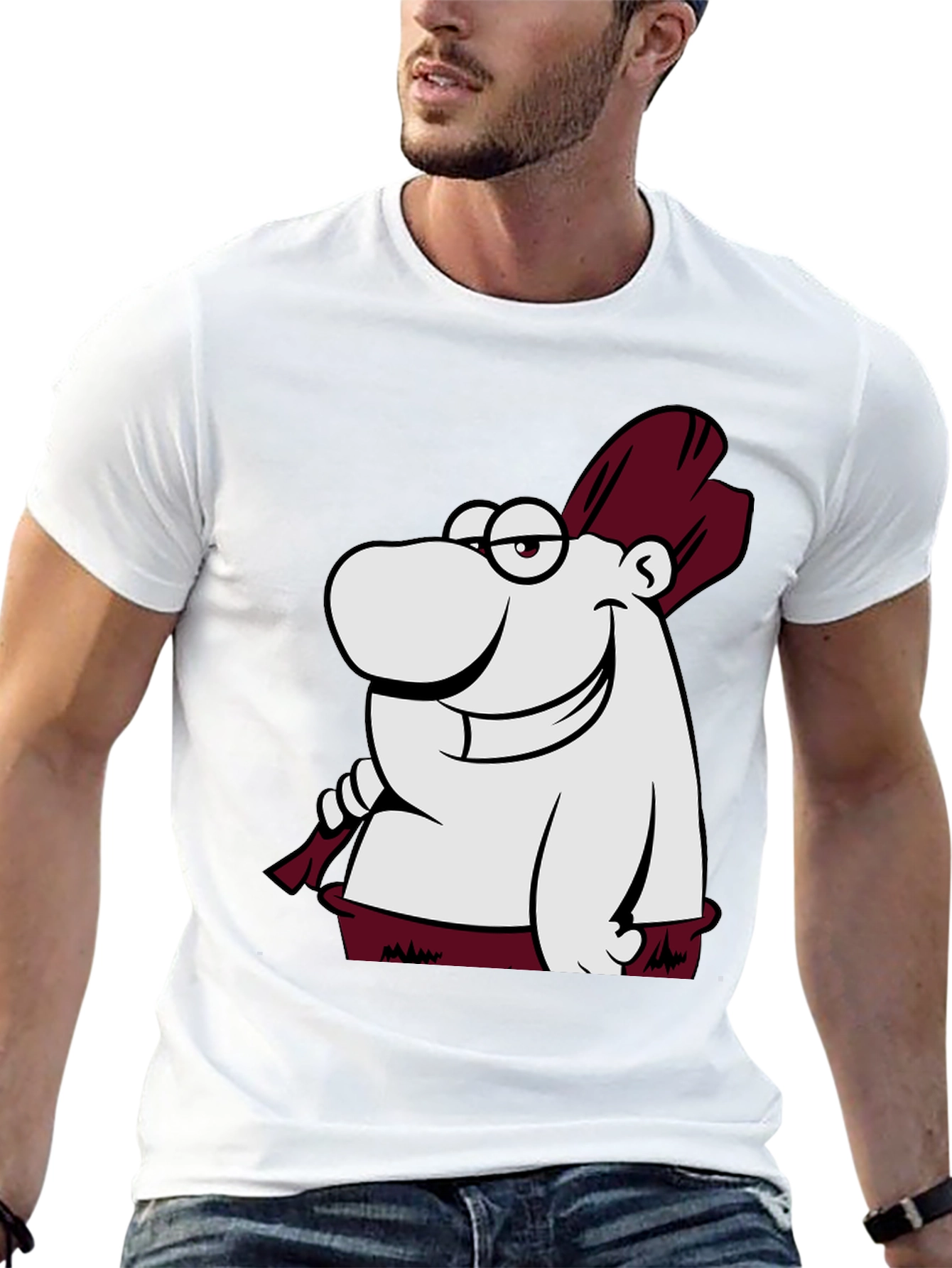 Funny Cartoon Character Graphic Tee - Black