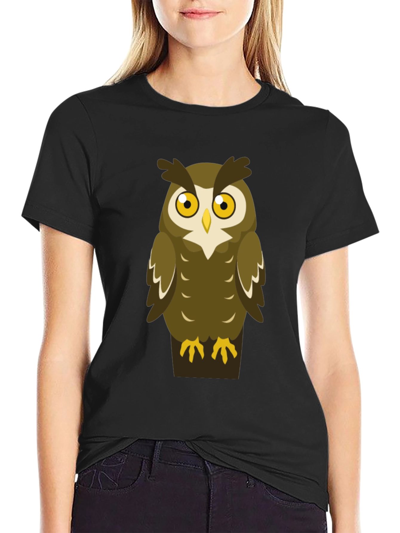 Owl Graphic Print Mens Black T-Shirt