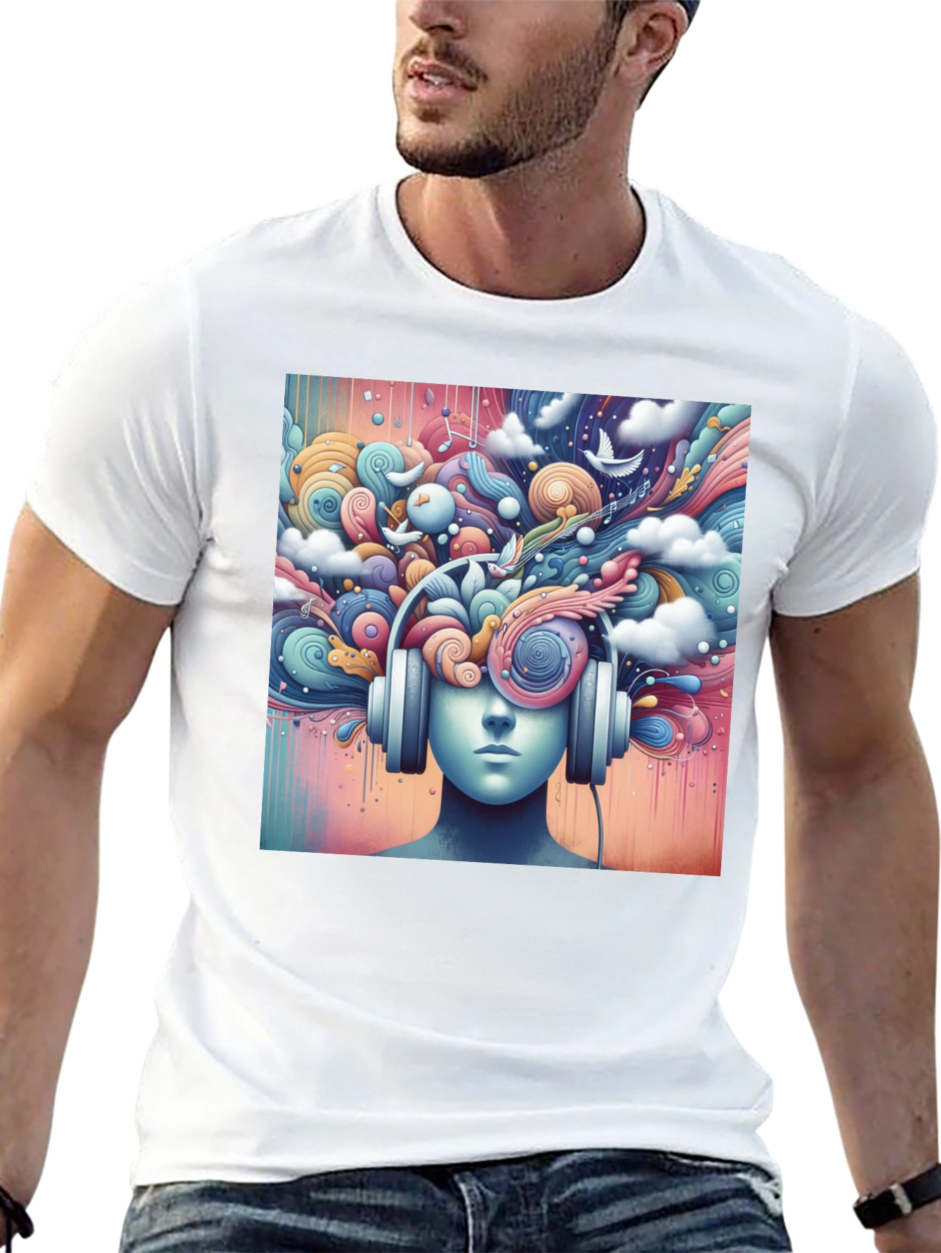 Mindful Music Tee - Artistic Headphone Design