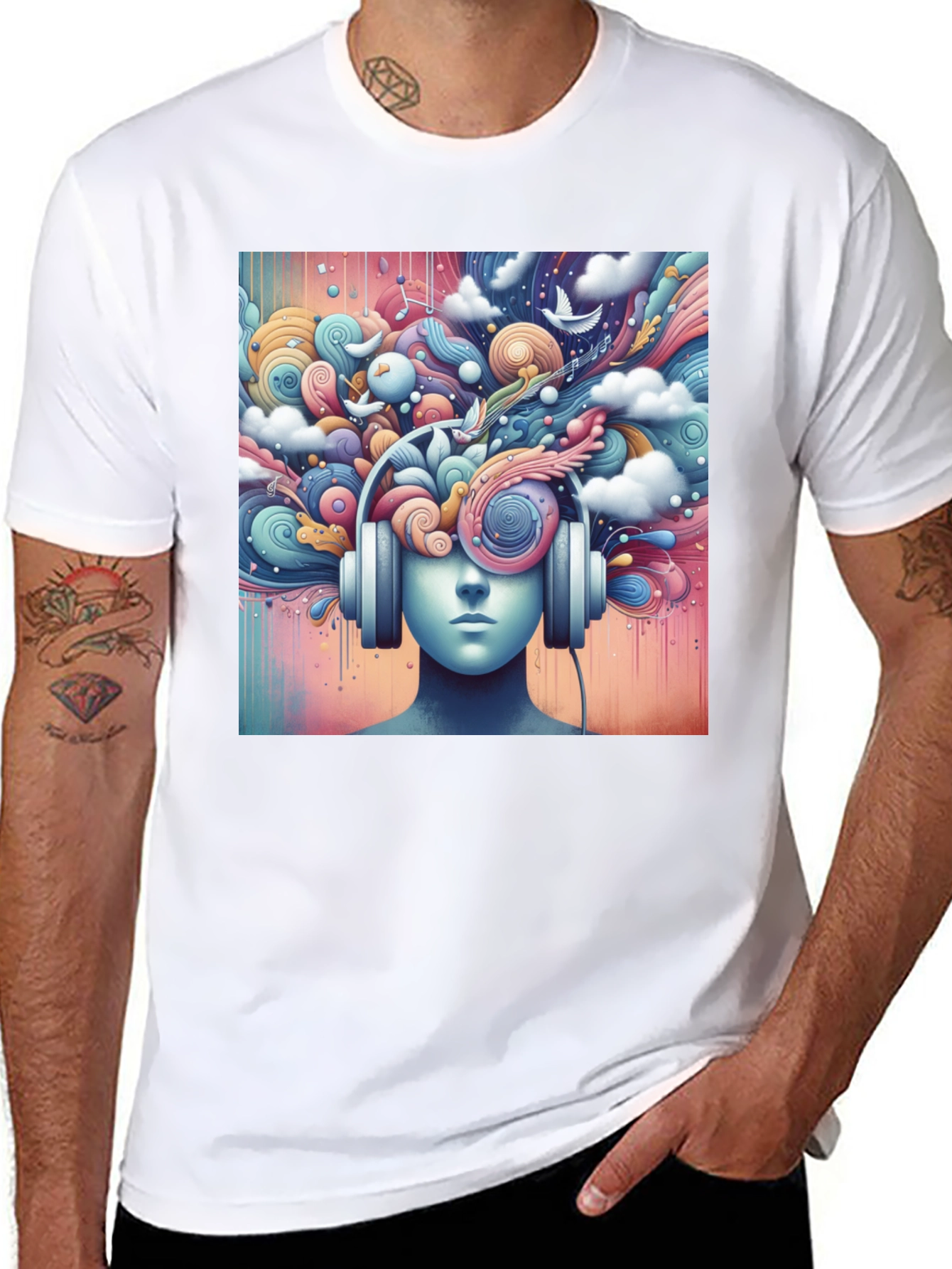 Mindful Music Tee - Artistic Headphone Design