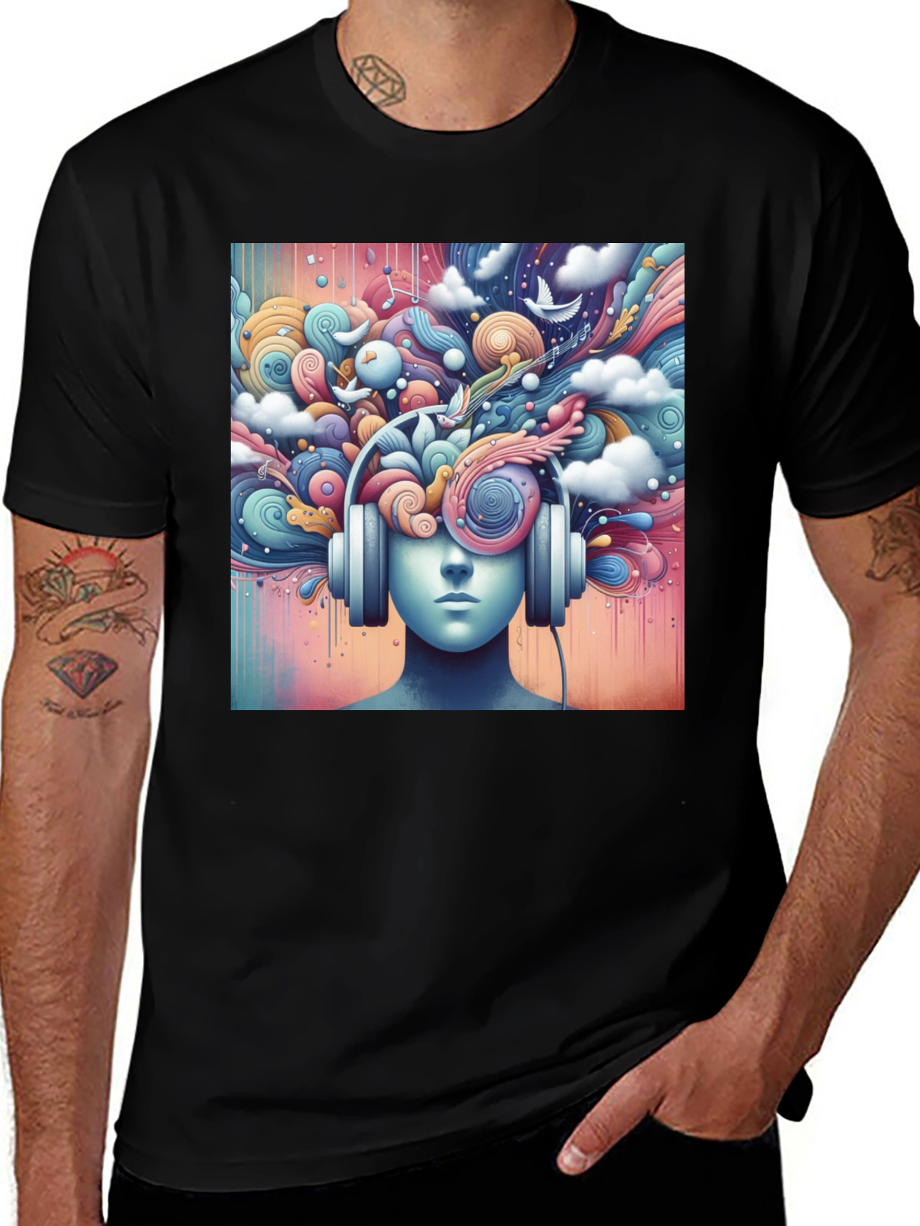 Mindful Music Tee - Artistic Headphone Design
