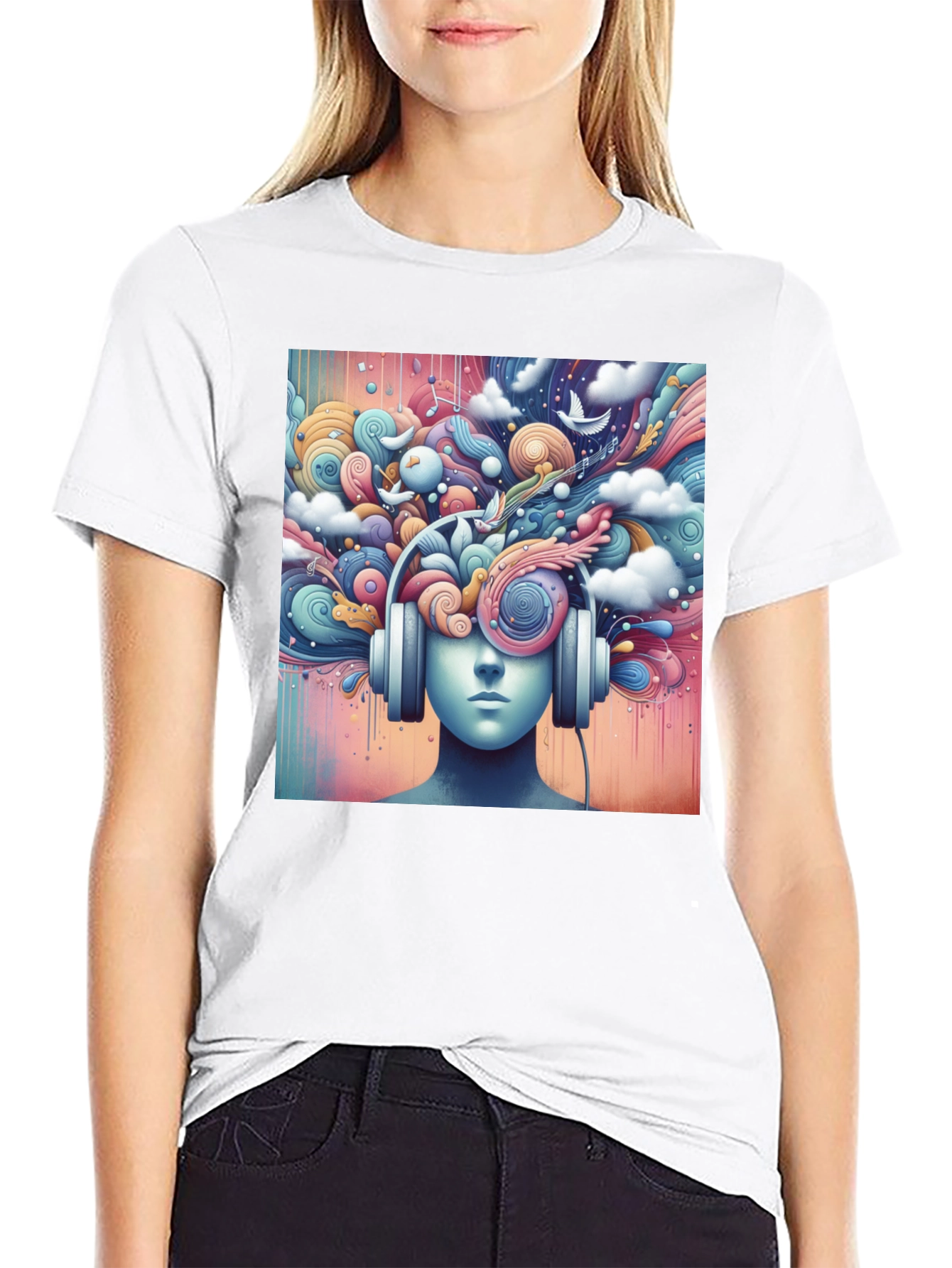 Mindful Music Tee - Artistic Headphone Design