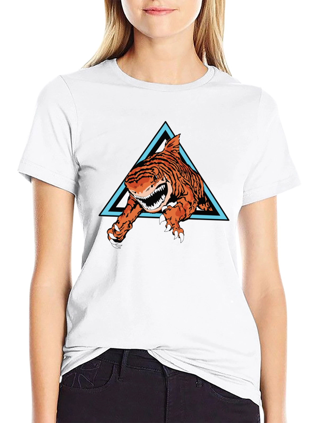 Tiger Shark Graphic Tee - Black Cotton T-Shirt