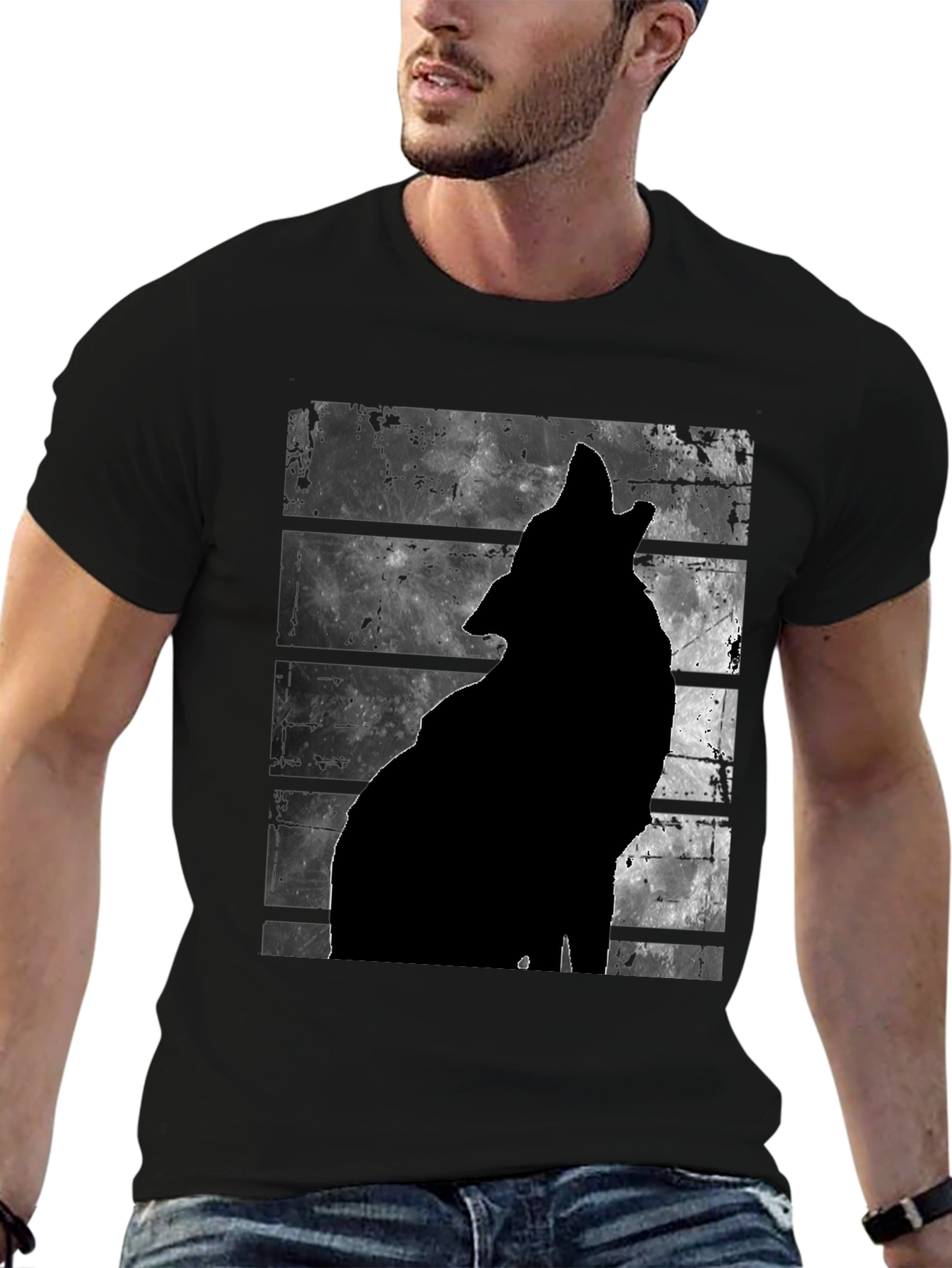 Wolf Silhouette Graphic Print T-Shirt