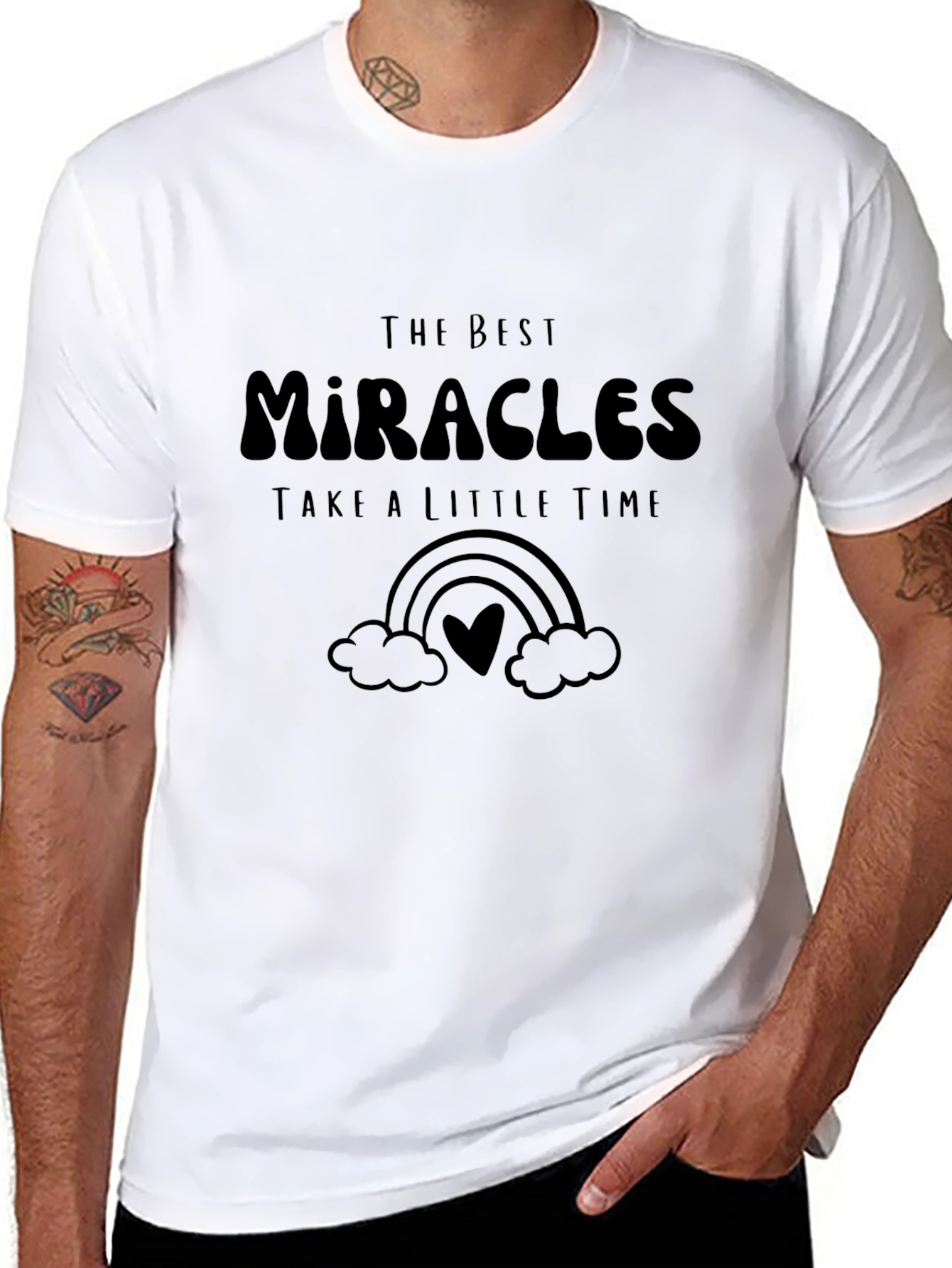 Miracles Take Time Black Graphic Tee