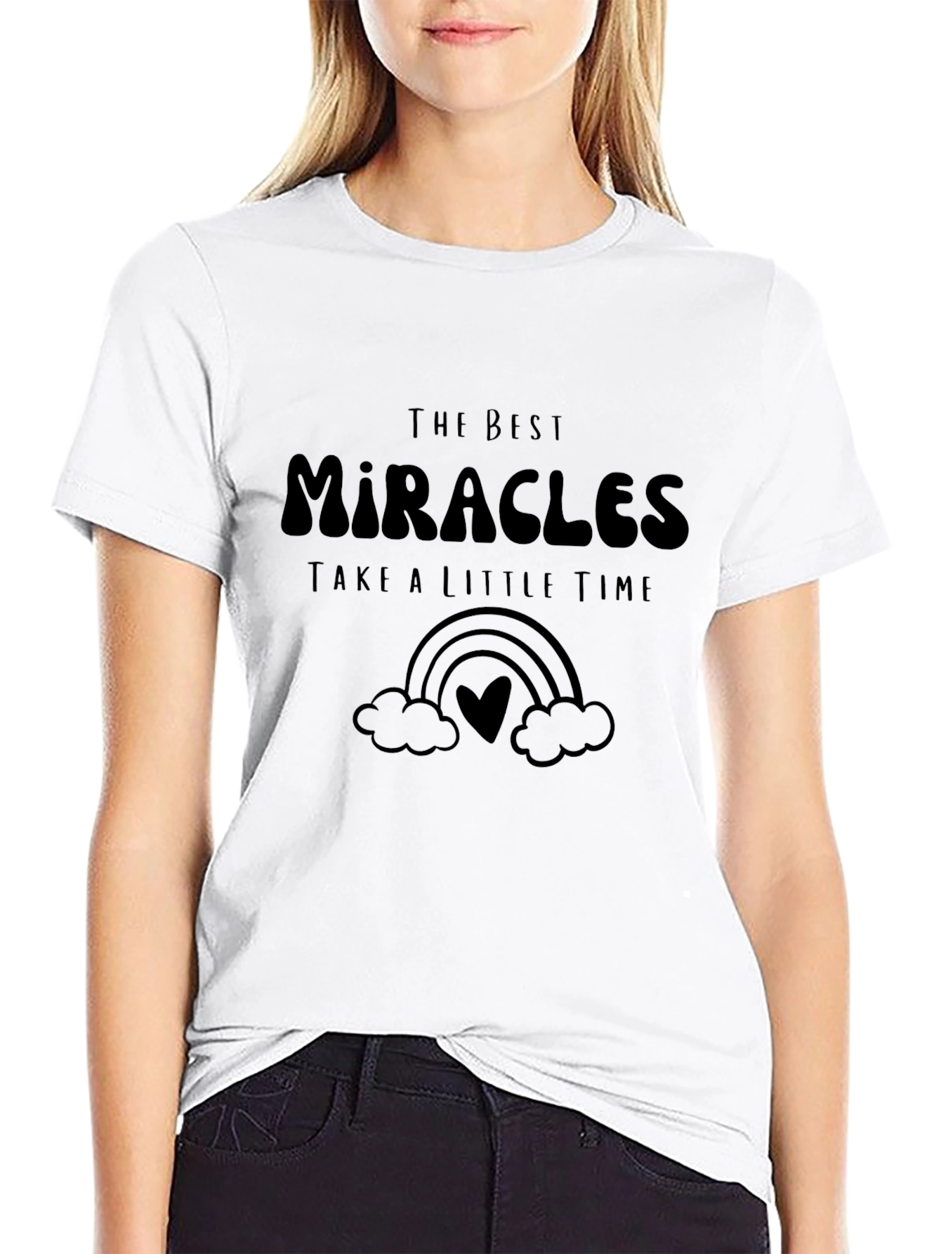 Miracles Take Time Black Graphic Tee