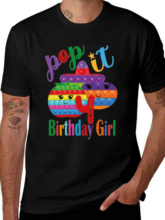 Pop It Birthday Girl 4 Shirt - Cute Colorful Bday Tee