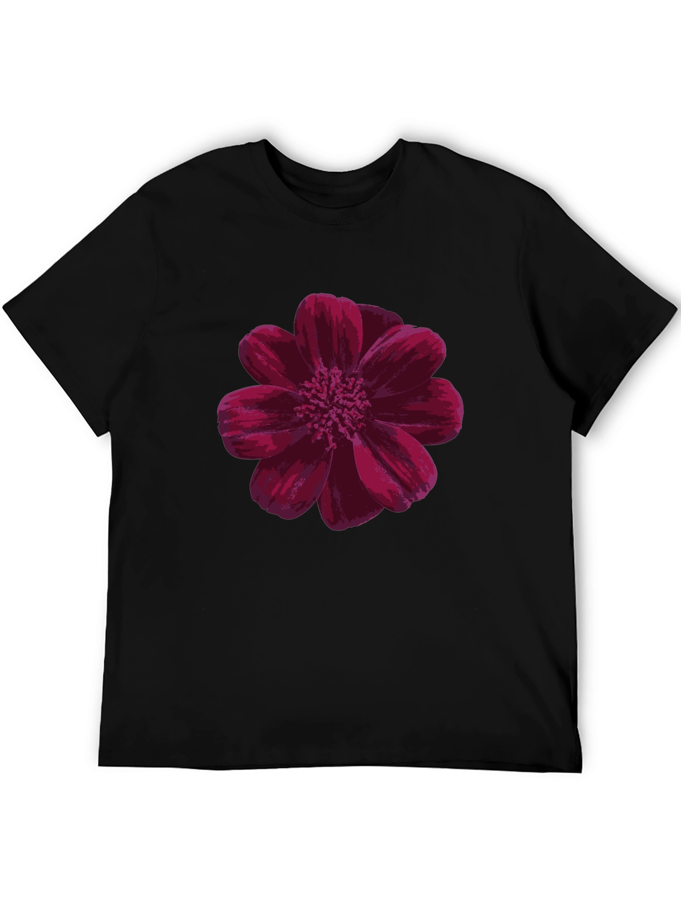 Floral Print Black T-Shirt - Casual Comfort