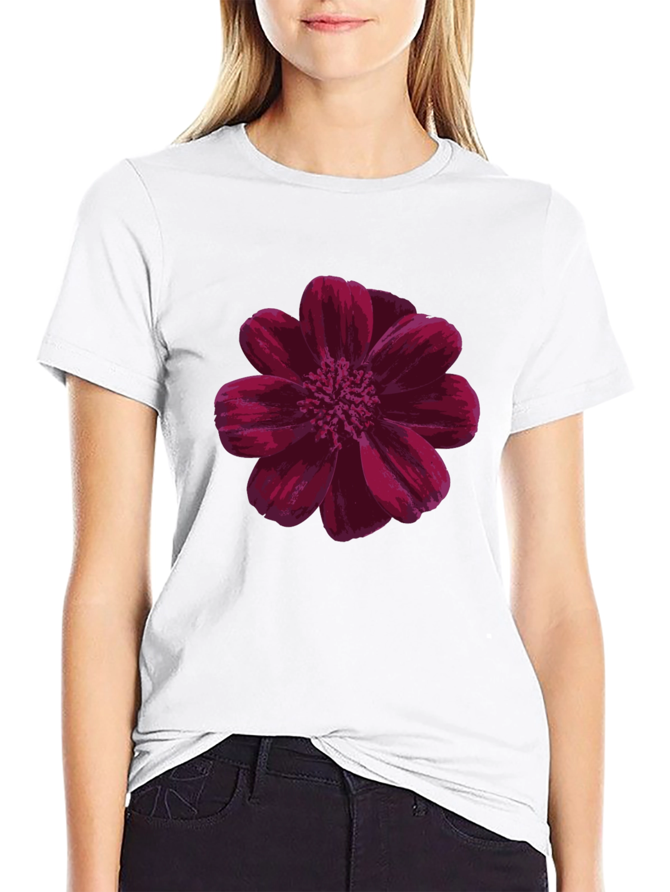 Floral Print Black T-Shirt - Casual Comfort