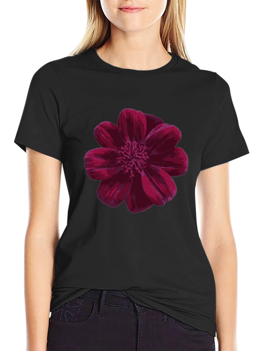Floral Print Black T-Shirt - Casual Comfort
