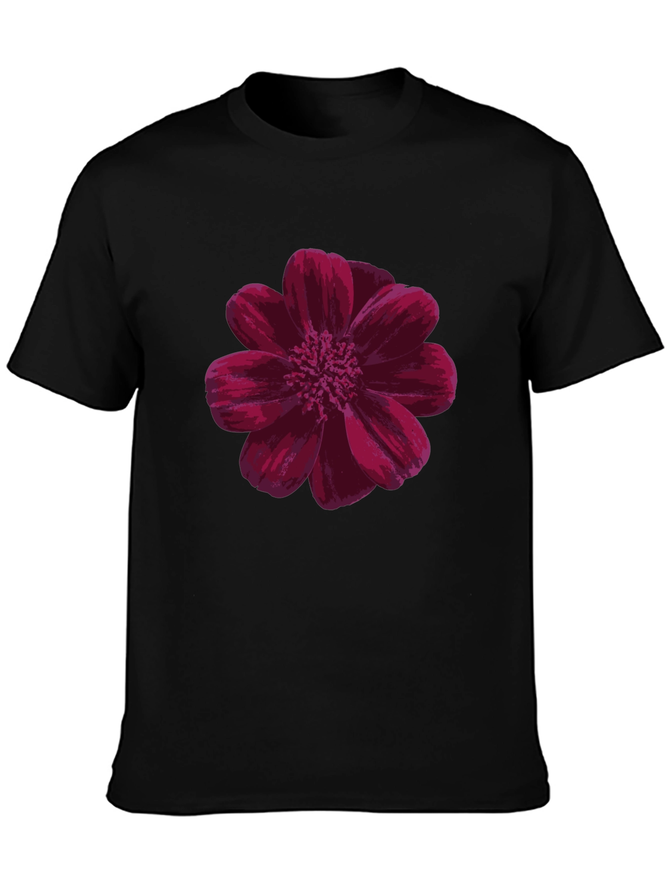 Floral Print Black T-Shirt - Casual Comfort