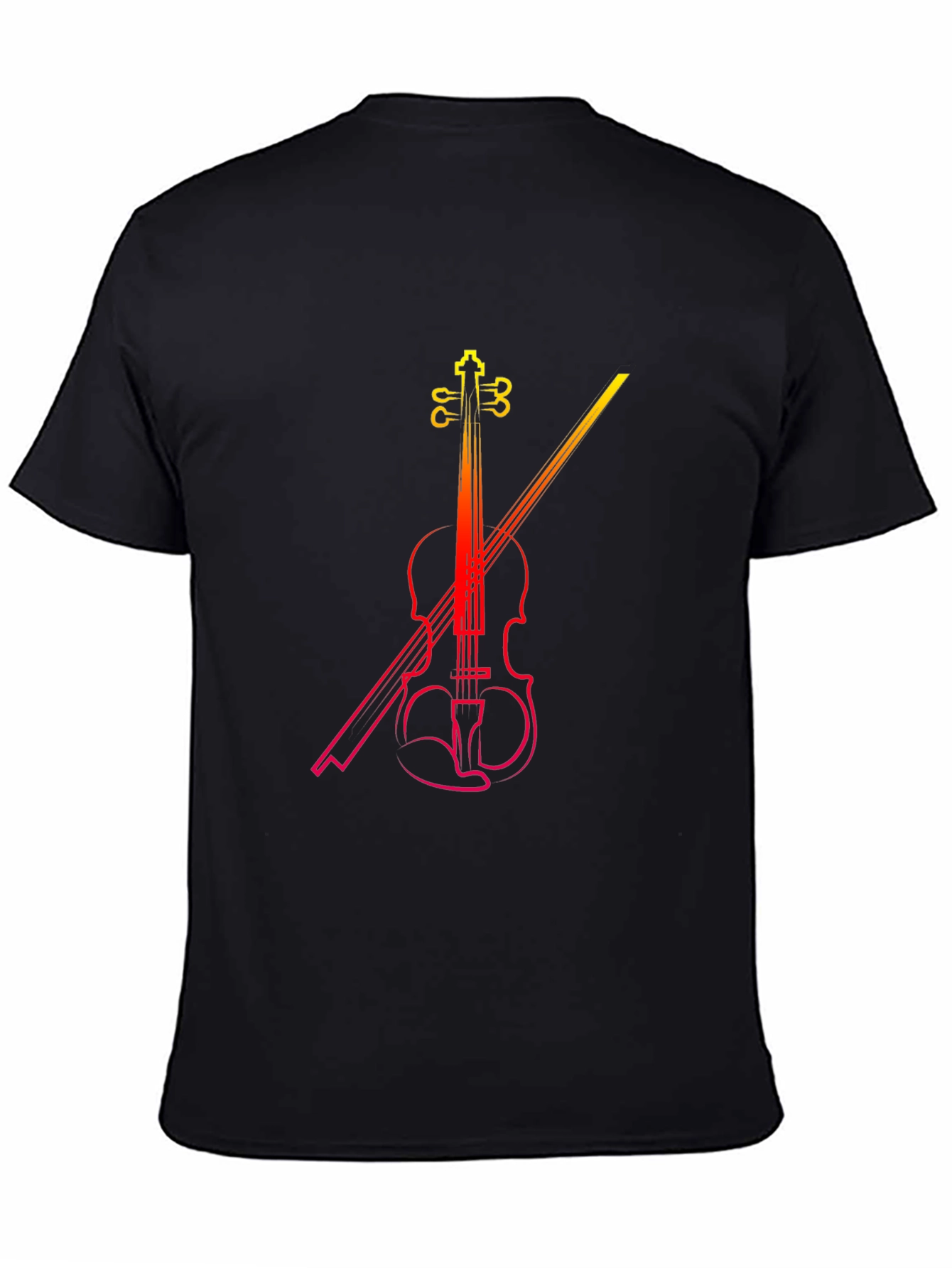 Violin Graphic Print Black T-Shirt