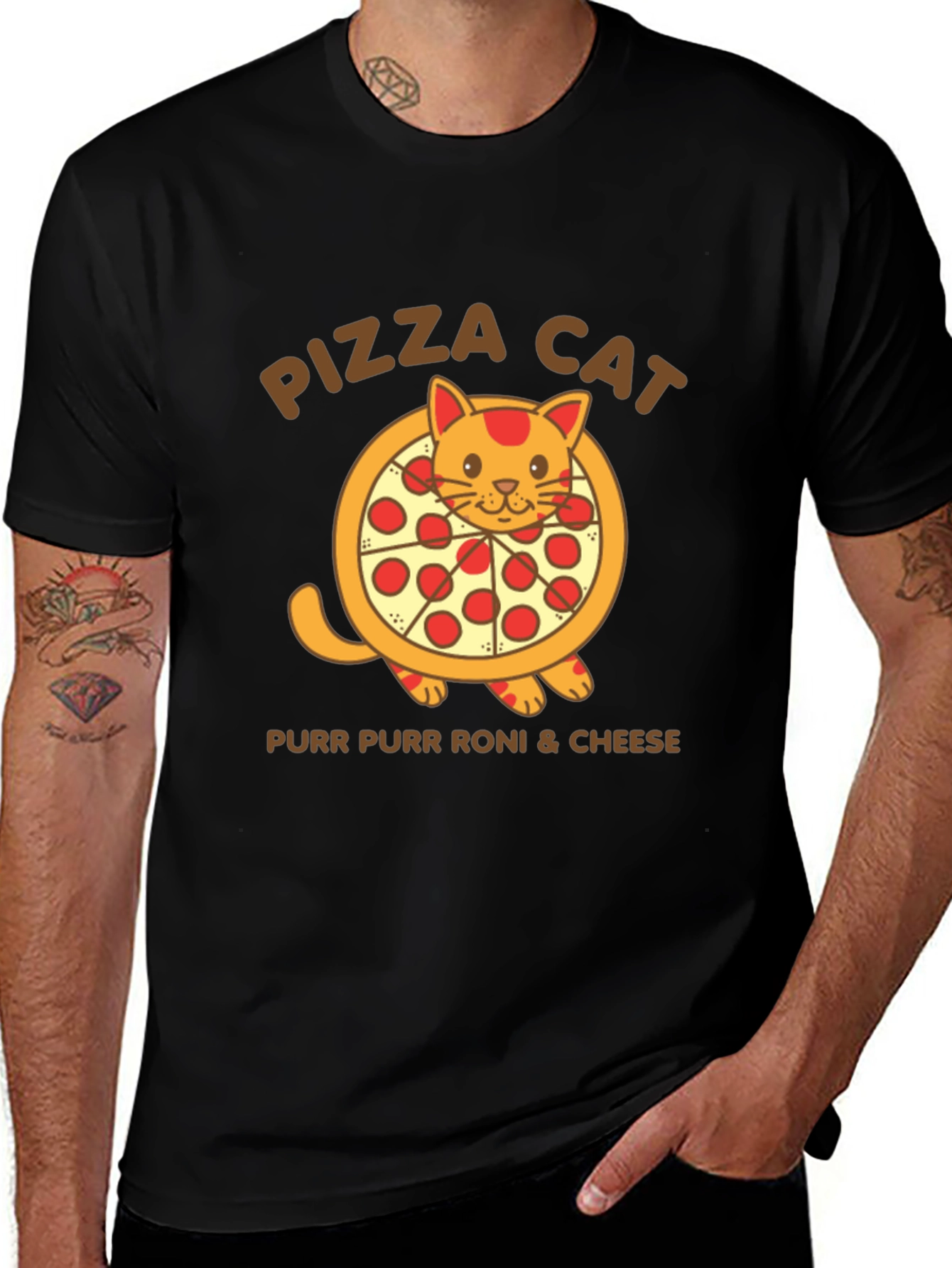 Pizza Cat T-Shirt - Purr Purr Roni & Cheese