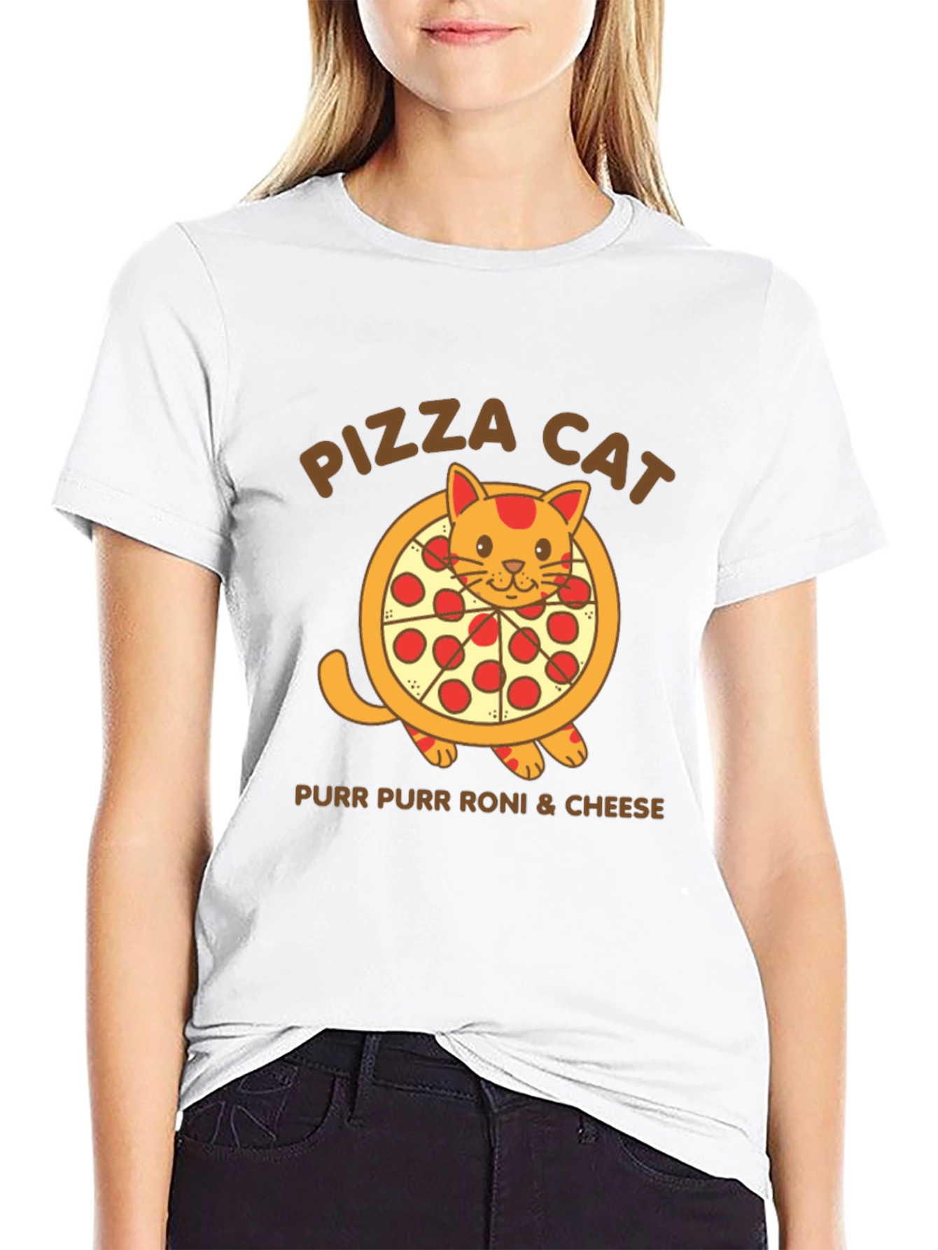 Pizza Cat T-Shirt - Purr Purr Roni & Cheese