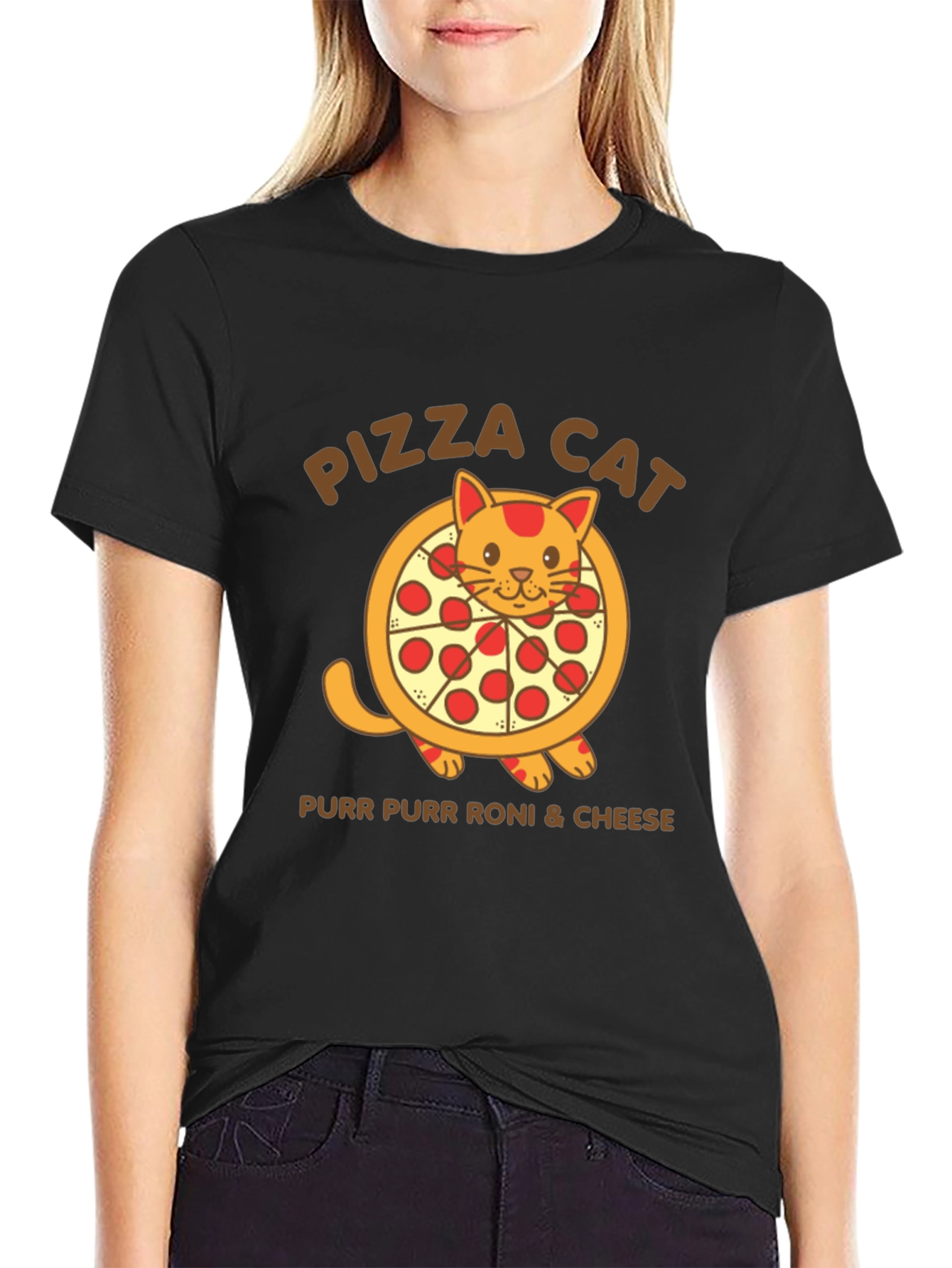 Pizza Cat T-Shirt - Purr Purr Roni & Cheese
