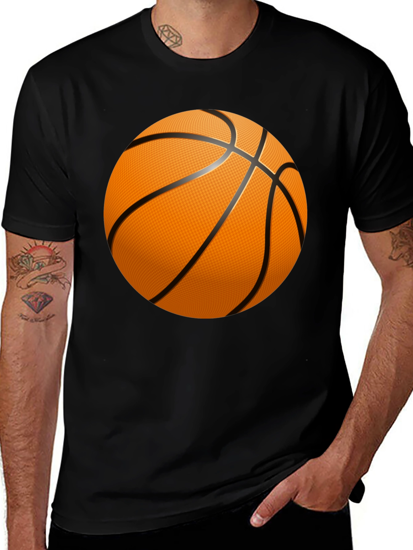 Basketball Graphic T-Shirt - Black Cotton Tee