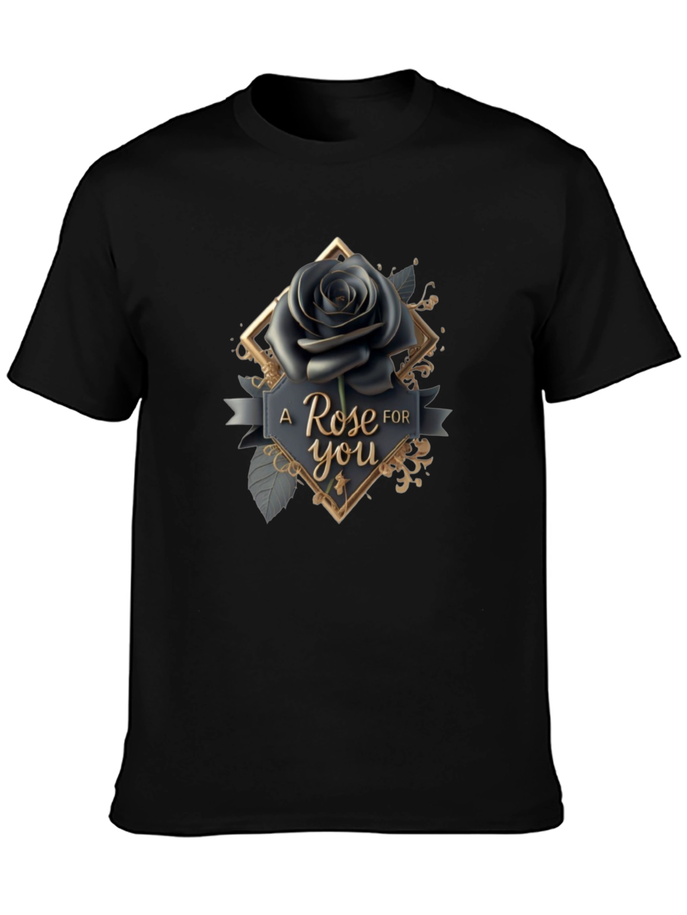 Elegant Black Rose T-Shirt