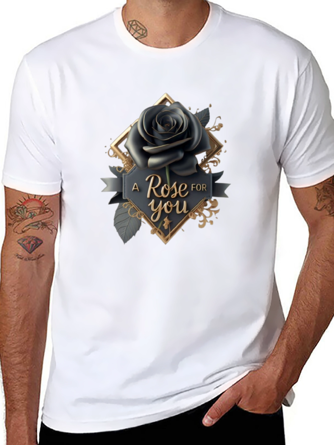 Elegant Black Rose T-Shirt