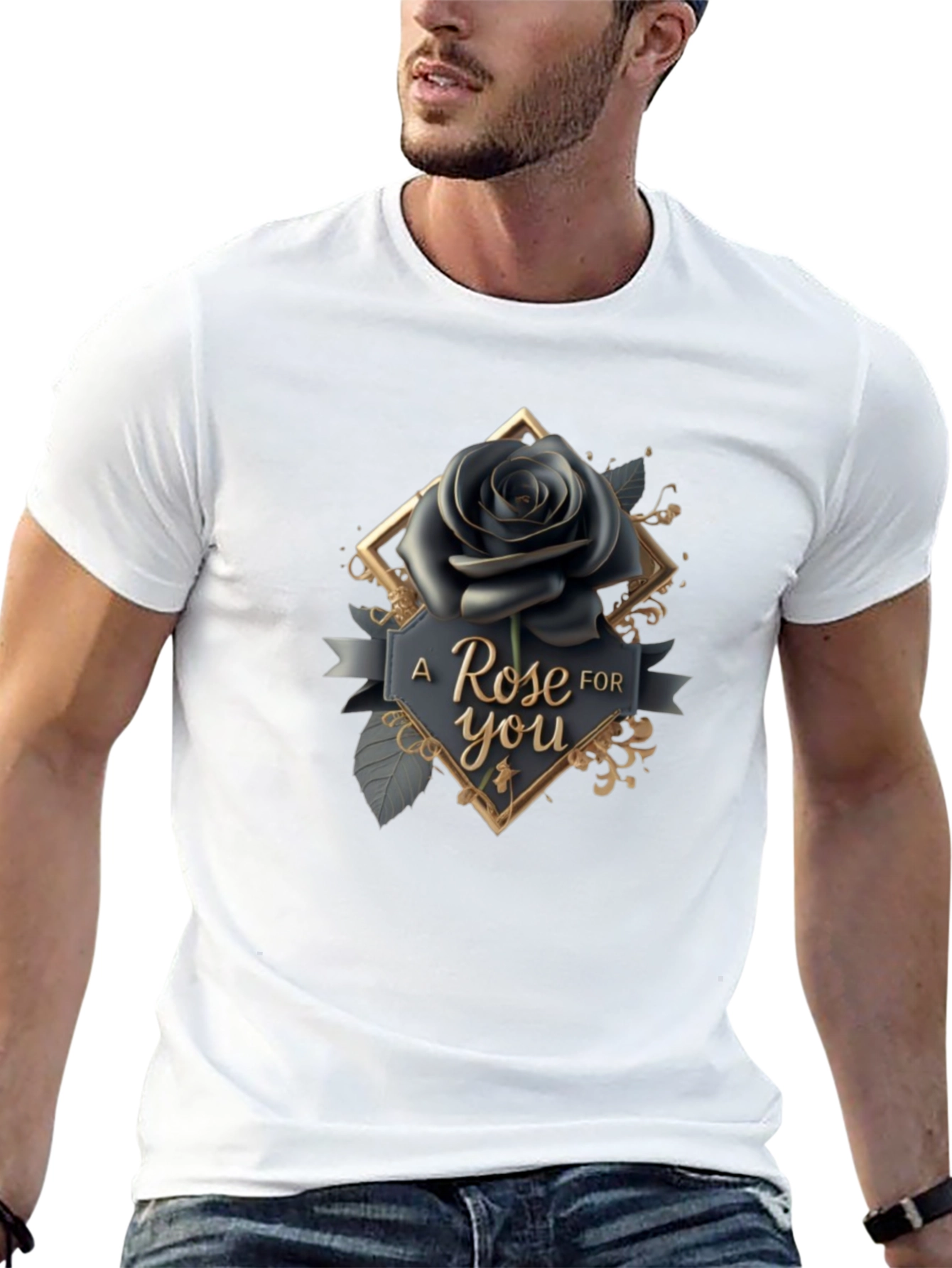 Elegant Black Rose T-Shirt