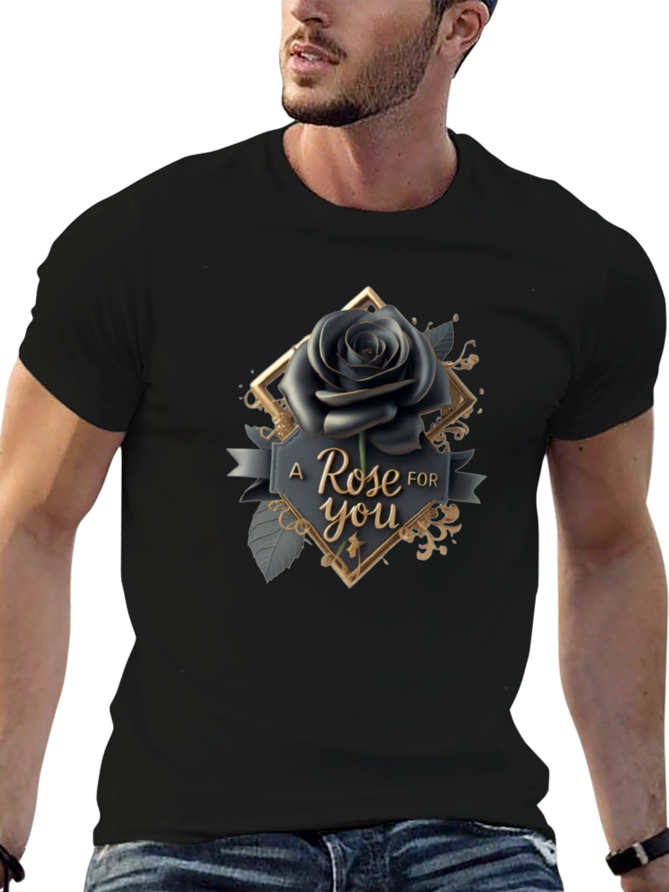 Elegant Black Rose T-Shirt