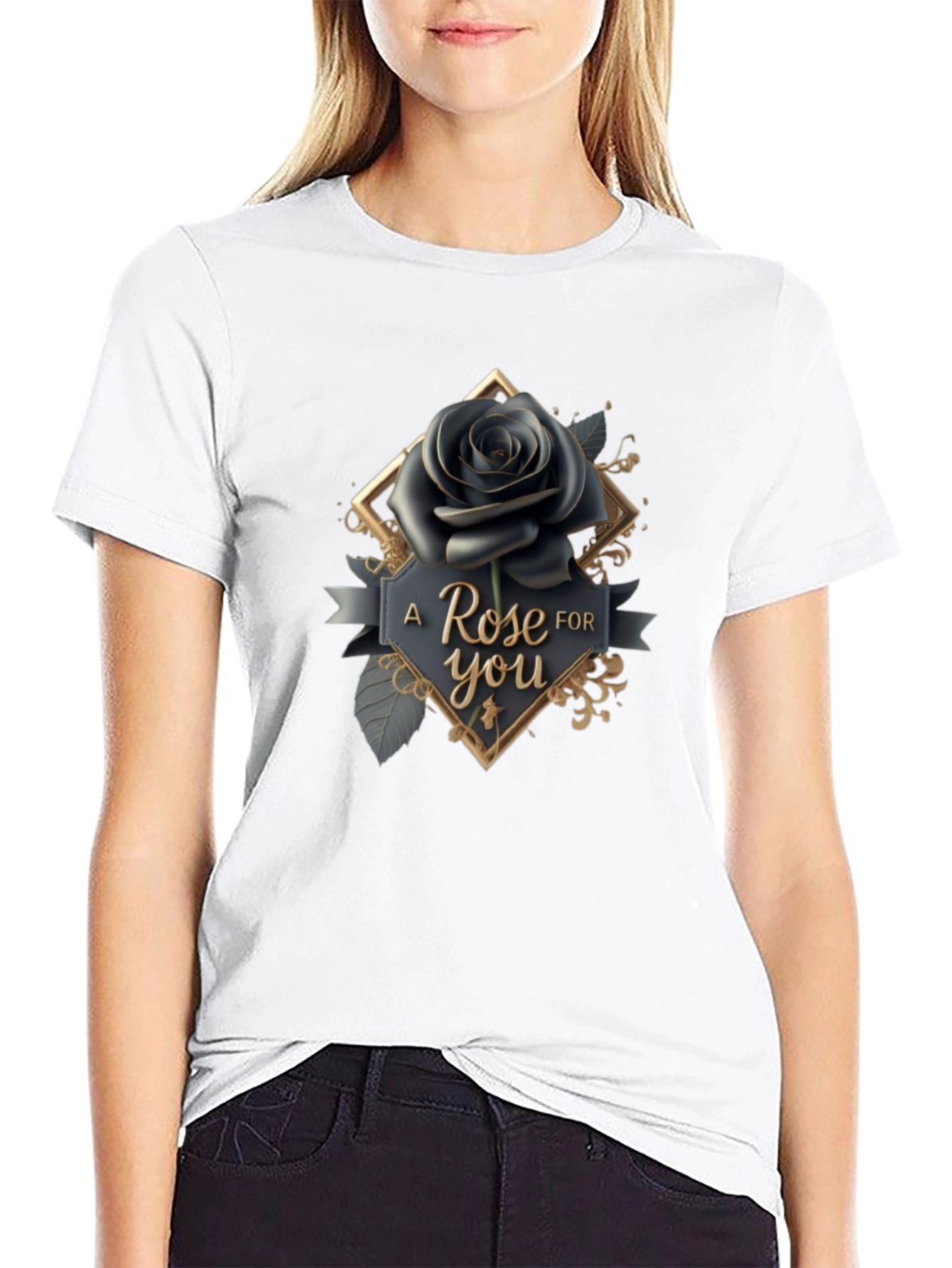 Elegant Black Rose T-Shirt