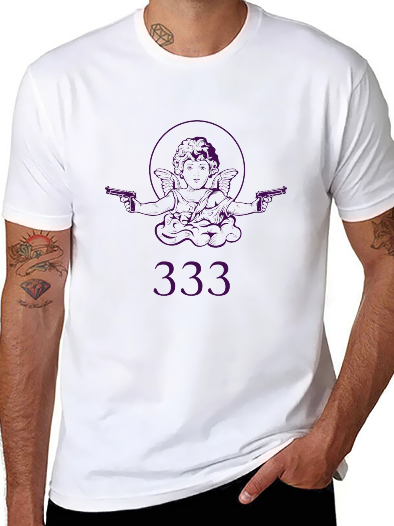 Angel with Guns Graphic Black T-Shirt - Edgy Streetwear