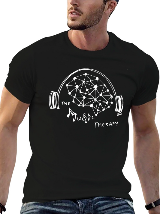 Music Therapy T-Shirt Brain and Headphones Design