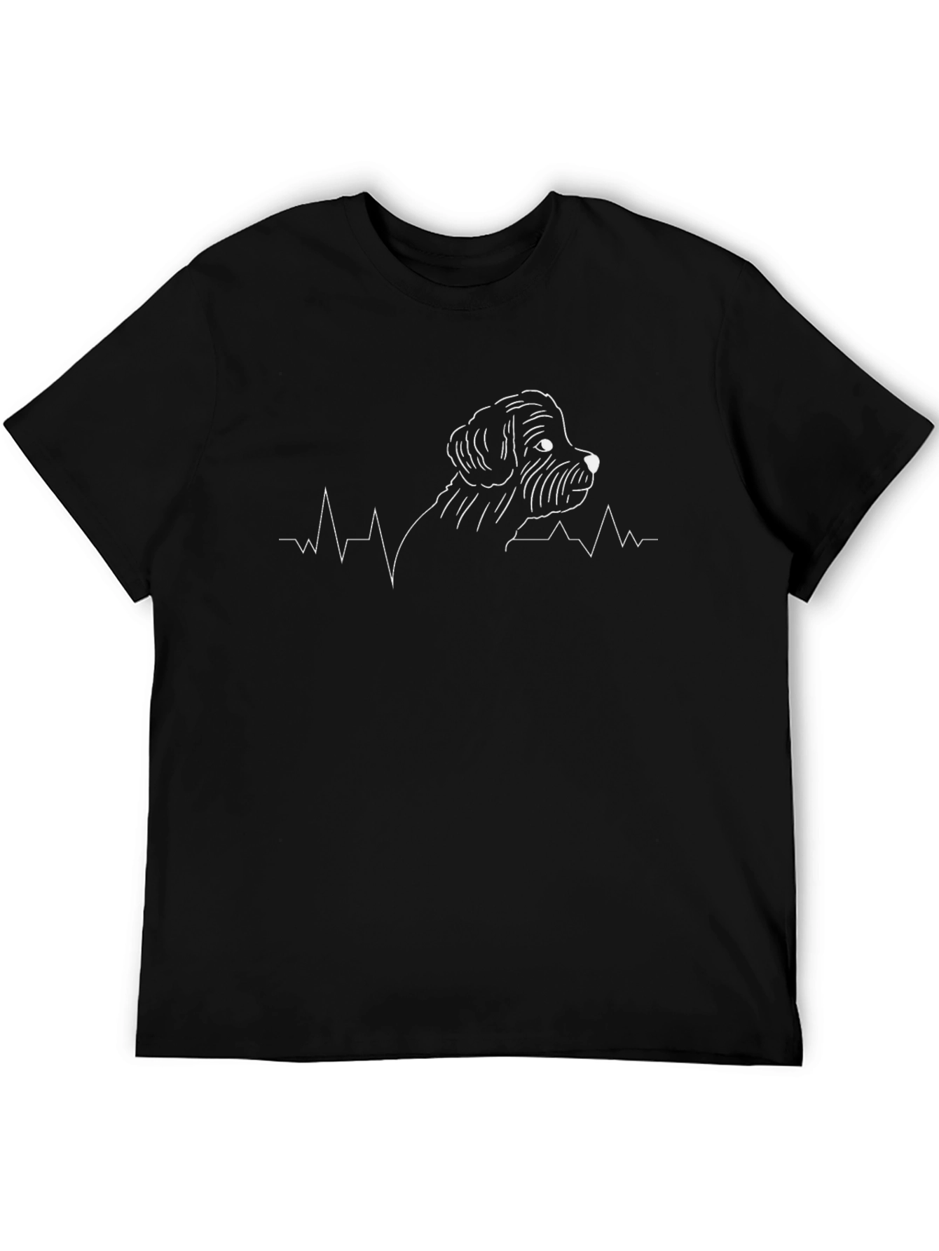 Dog Breed Heartbeat Graphic T-Shirt - Black
