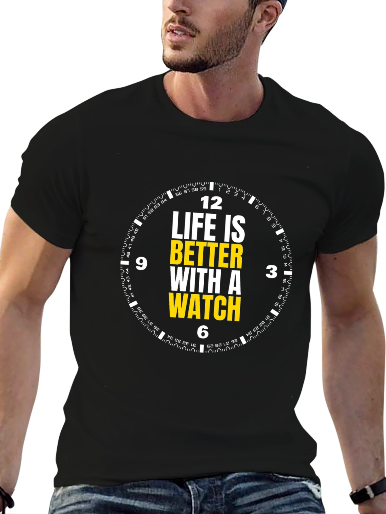 Life is Better with a Watch Black T-Shirt