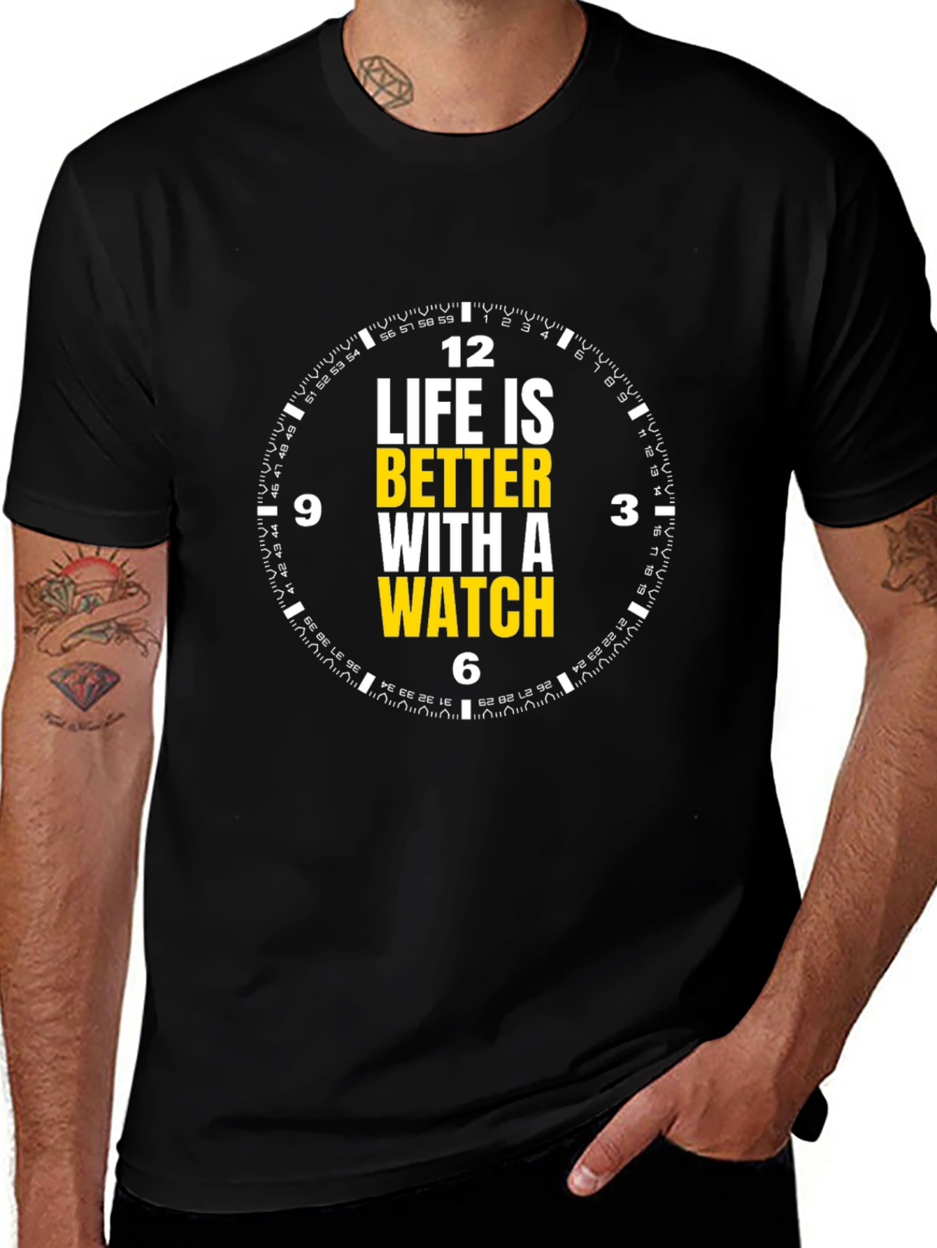 Life is Better with a Watch Black T-Shirt