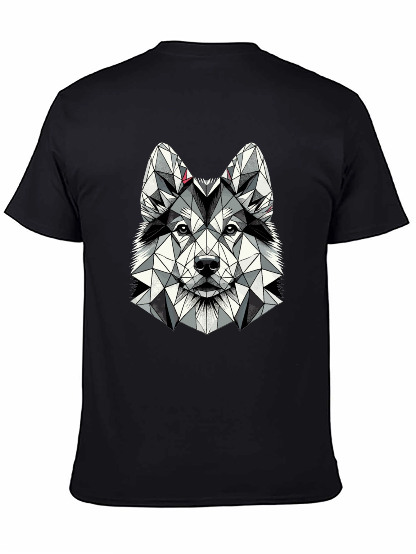 Geometric Husky Graphic Tee - Black Short Sleeve