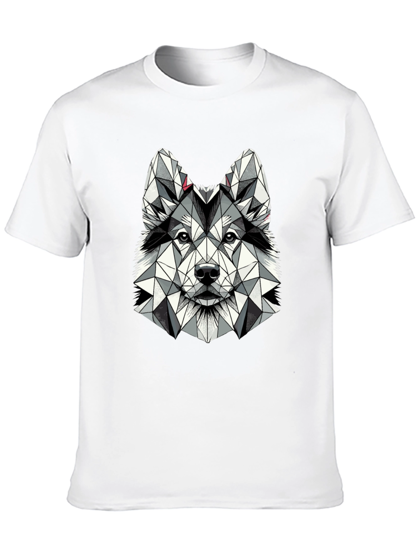 Geometric Husky Graphic Tee - Black Short Sleeve
