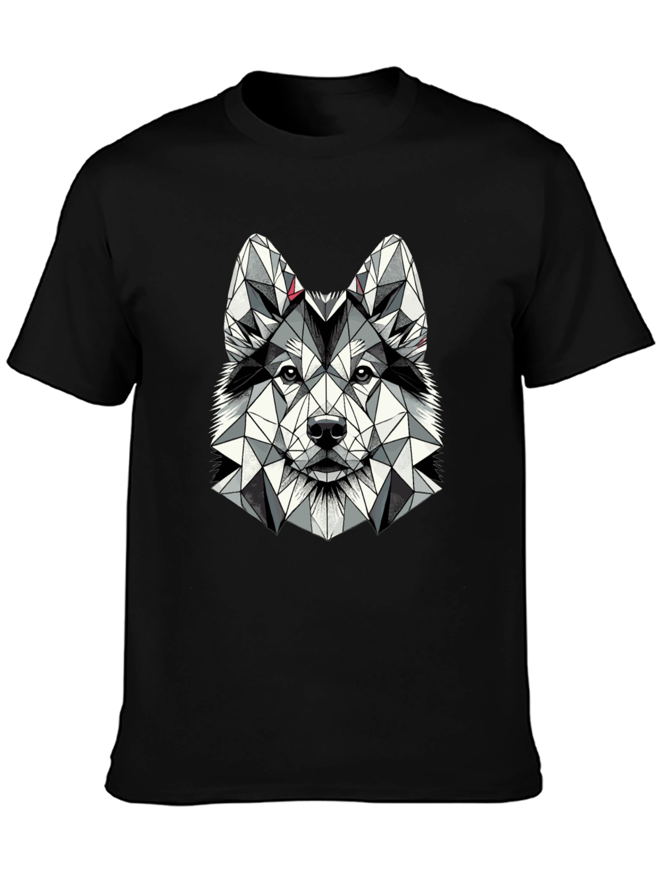 Geometric Husky Graphic Tee - Black Short Sleeve
