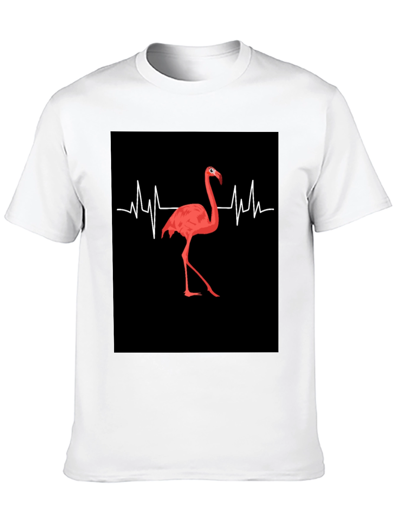 Flamingo Heartbeat Black Graphic T-Shirt