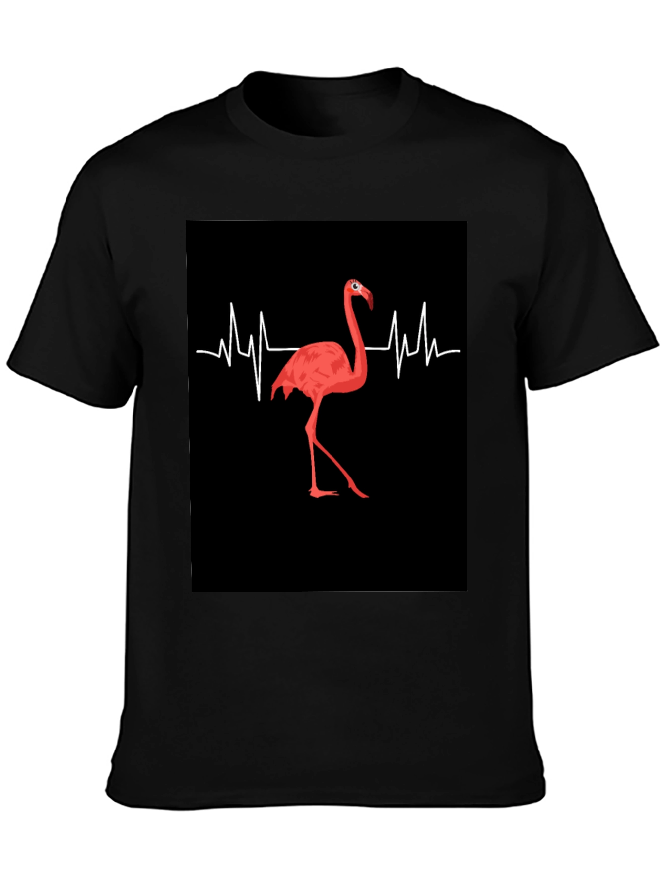 Flamingo Heartbeat Black Graphic T-Shirt