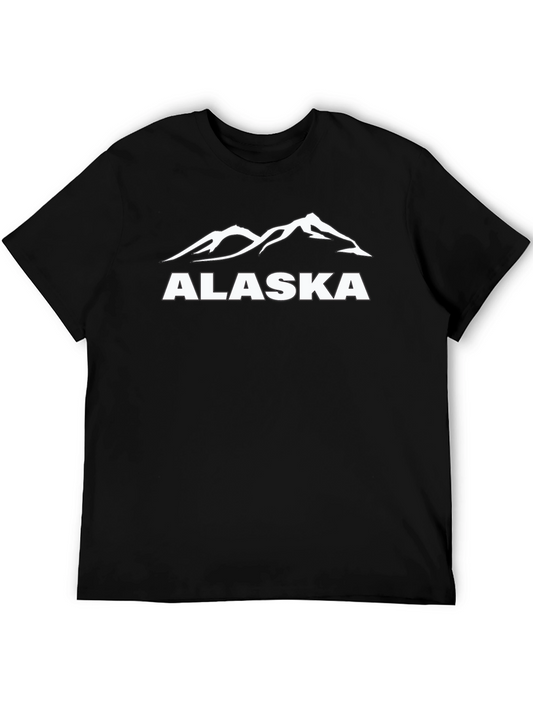 Alaska Mountain Graphic Tee - Black Cotton