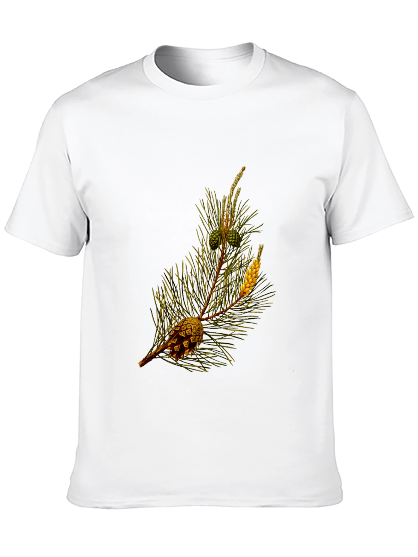 Pine Cone Print Black T-Shirt