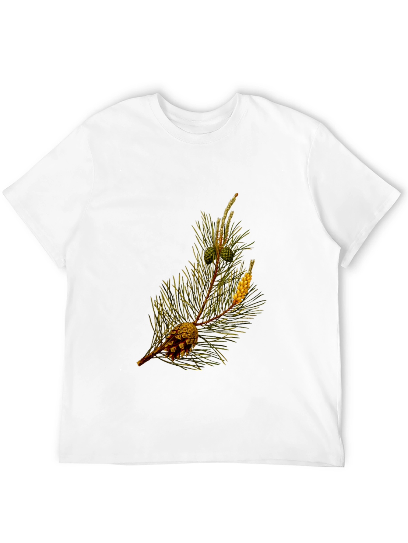 Pine Cone Print Black T-Shirt