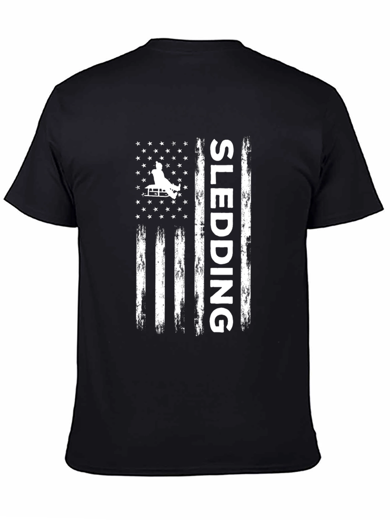 Sledding American Flag Graphic Tee - Black