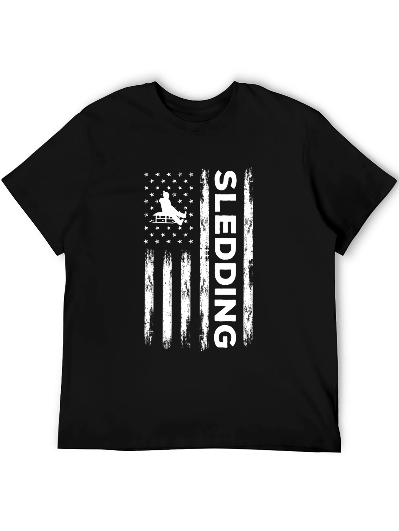 Sledding American Flag Graphic Tee - Black