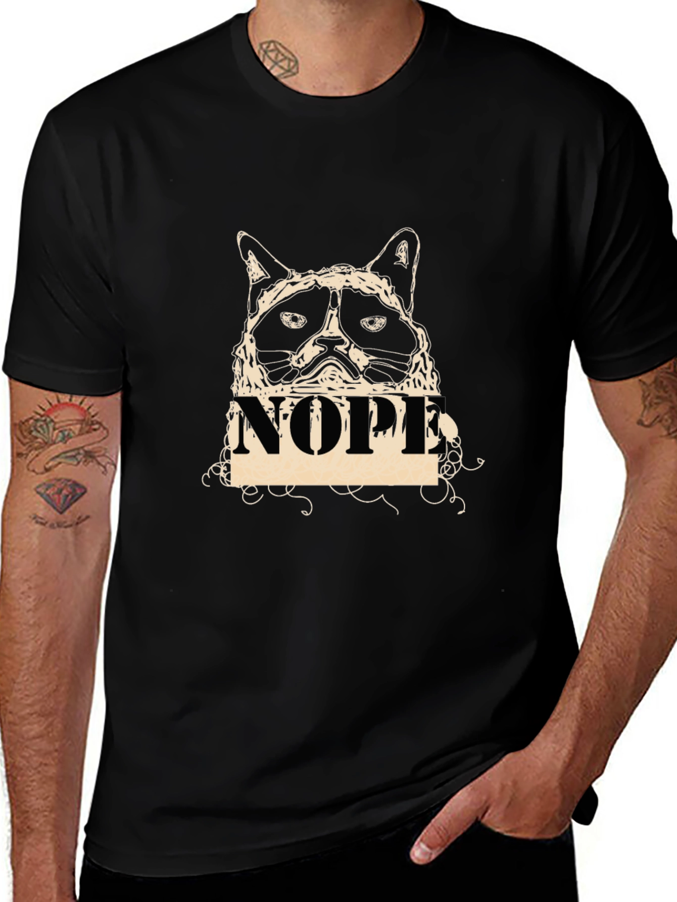 Grumpy Cat NOPE Graphic T-Shirt - Black