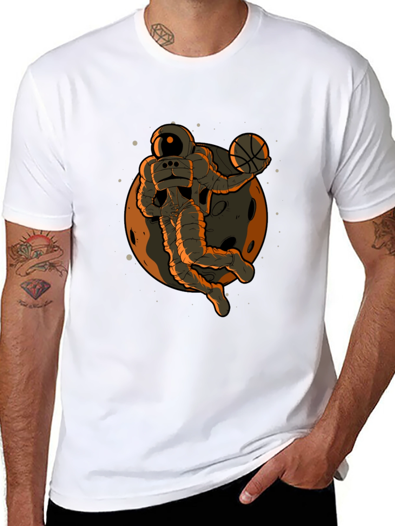 Astronaut Dunk Black T-Shirt - Space Basketball Fan Apparel