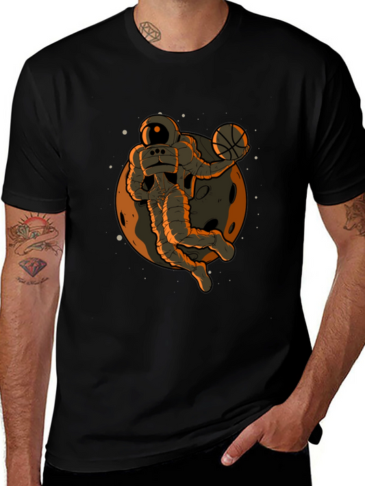 Astronaut Dunk Black T-Shirt - Space Basketball Fan Apparel