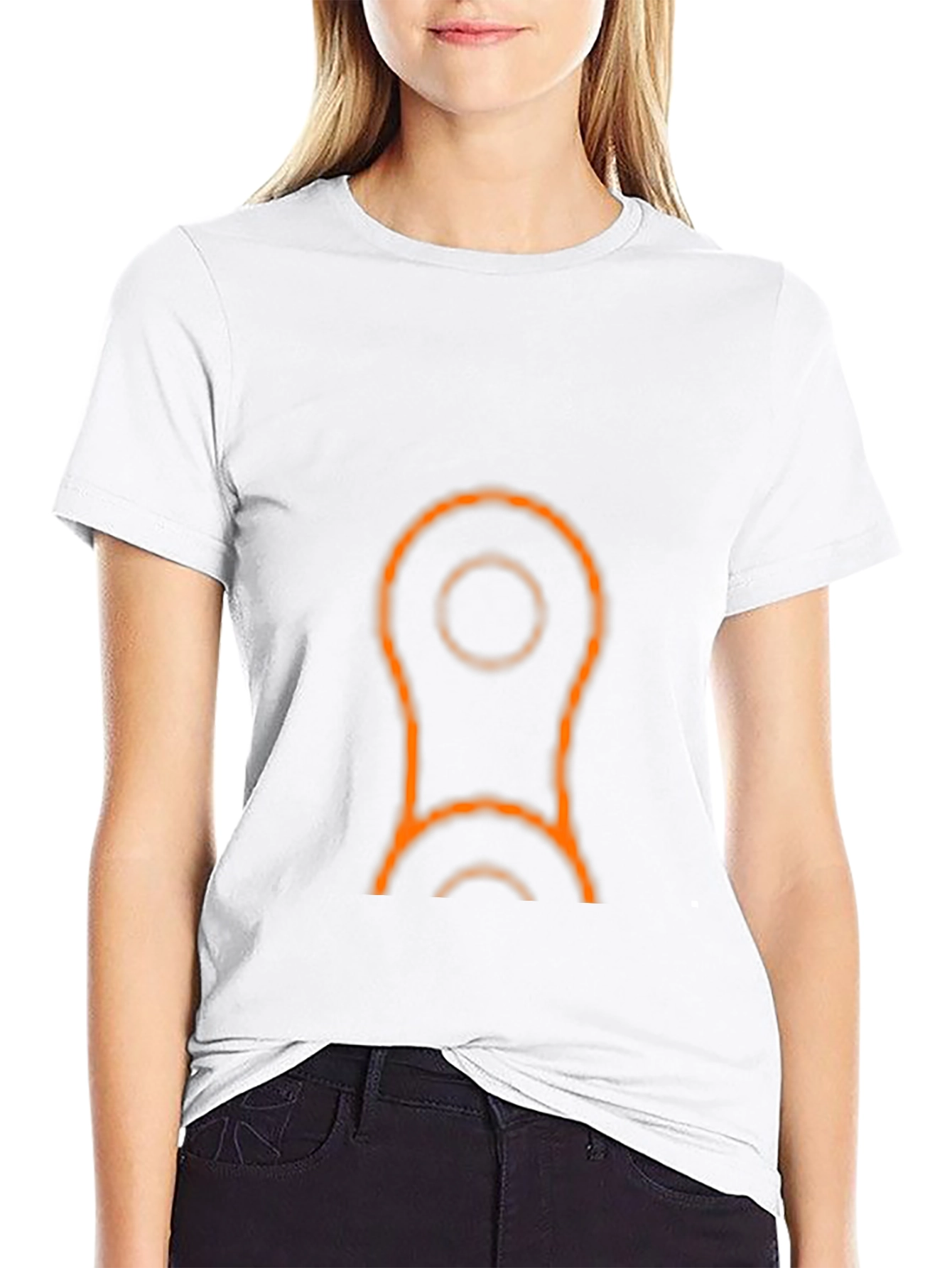 Mens Black T-Shirt with Orange Link Design