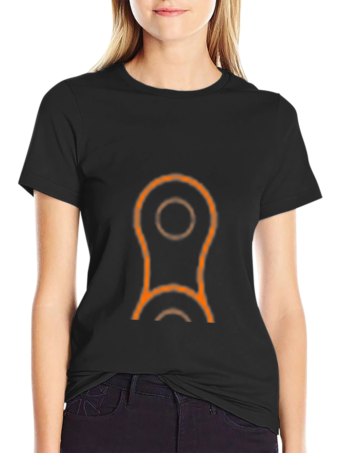 Mens Black T-Shirt with Orange Link Design
