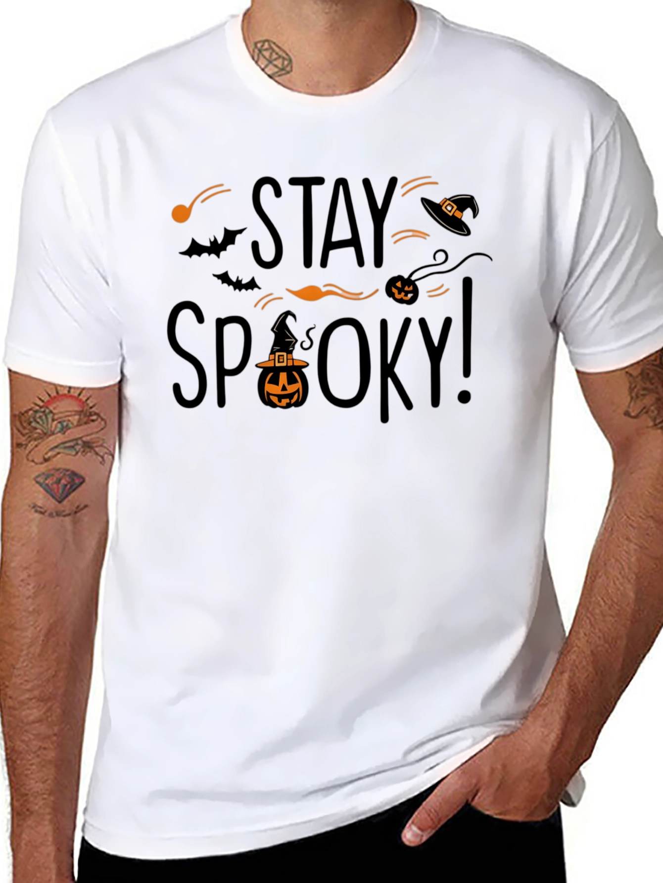 Stay Spooky Halloween Graphic Tee - Black