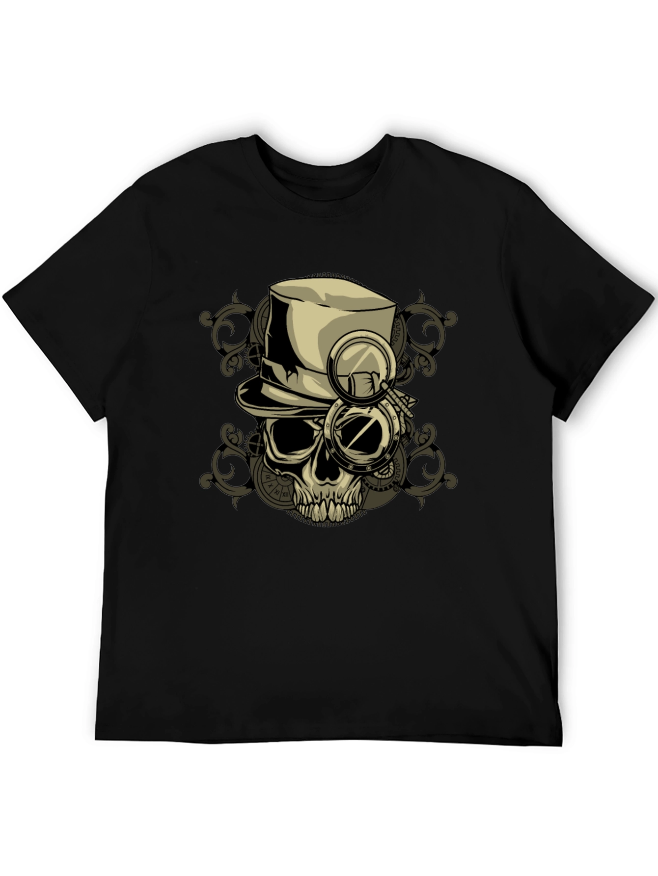 Steampunk Skull T-Shirt - Gears & Top Hat